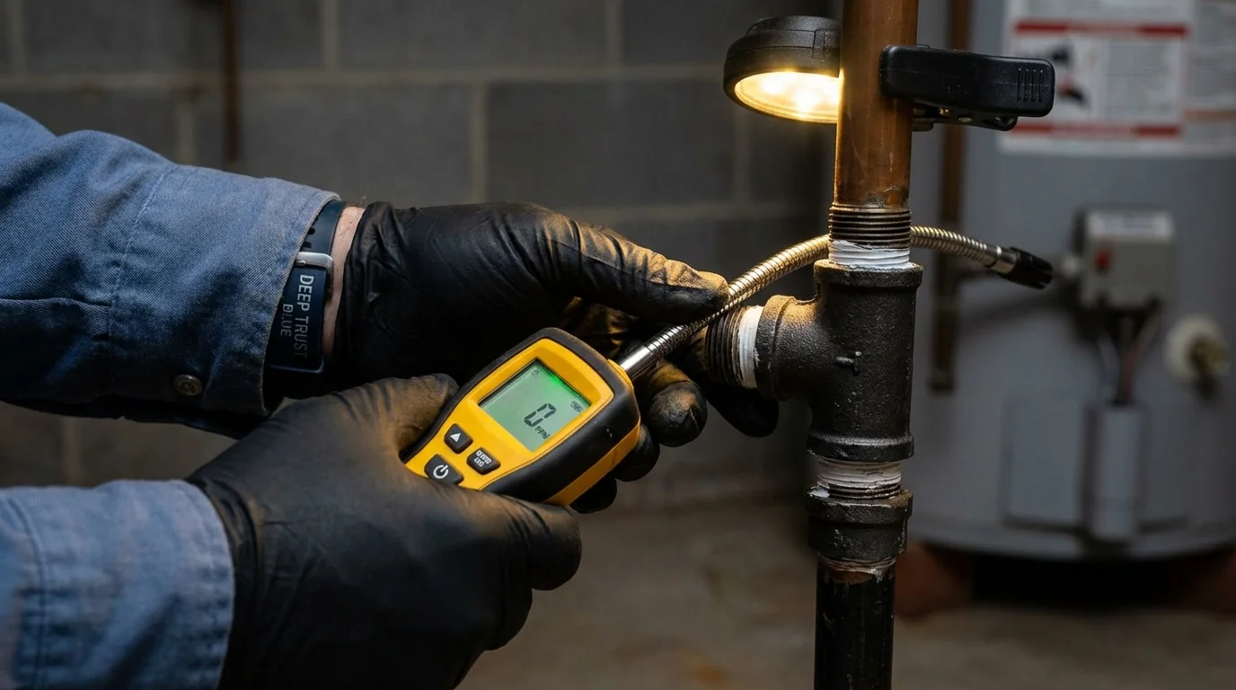 Gas leak detection with electronic sniffer by Johns Plumbing LLC in Thurmont