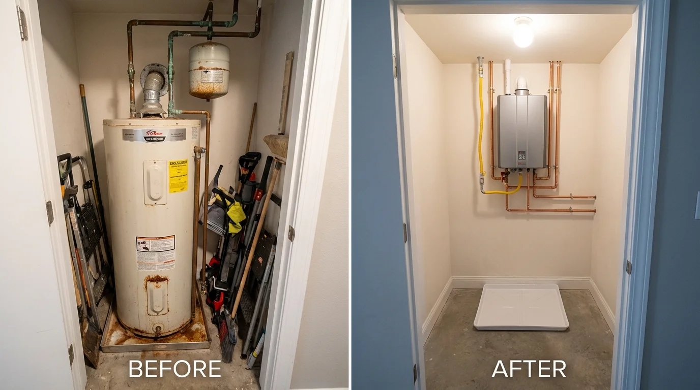 Tank water heater versus wall-mounted tankless unit comparison for Thurmont, MD homeowners